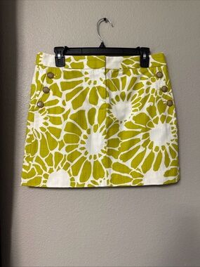B1/2 J. Crew Green/White Floral Miniskirt Size 4
